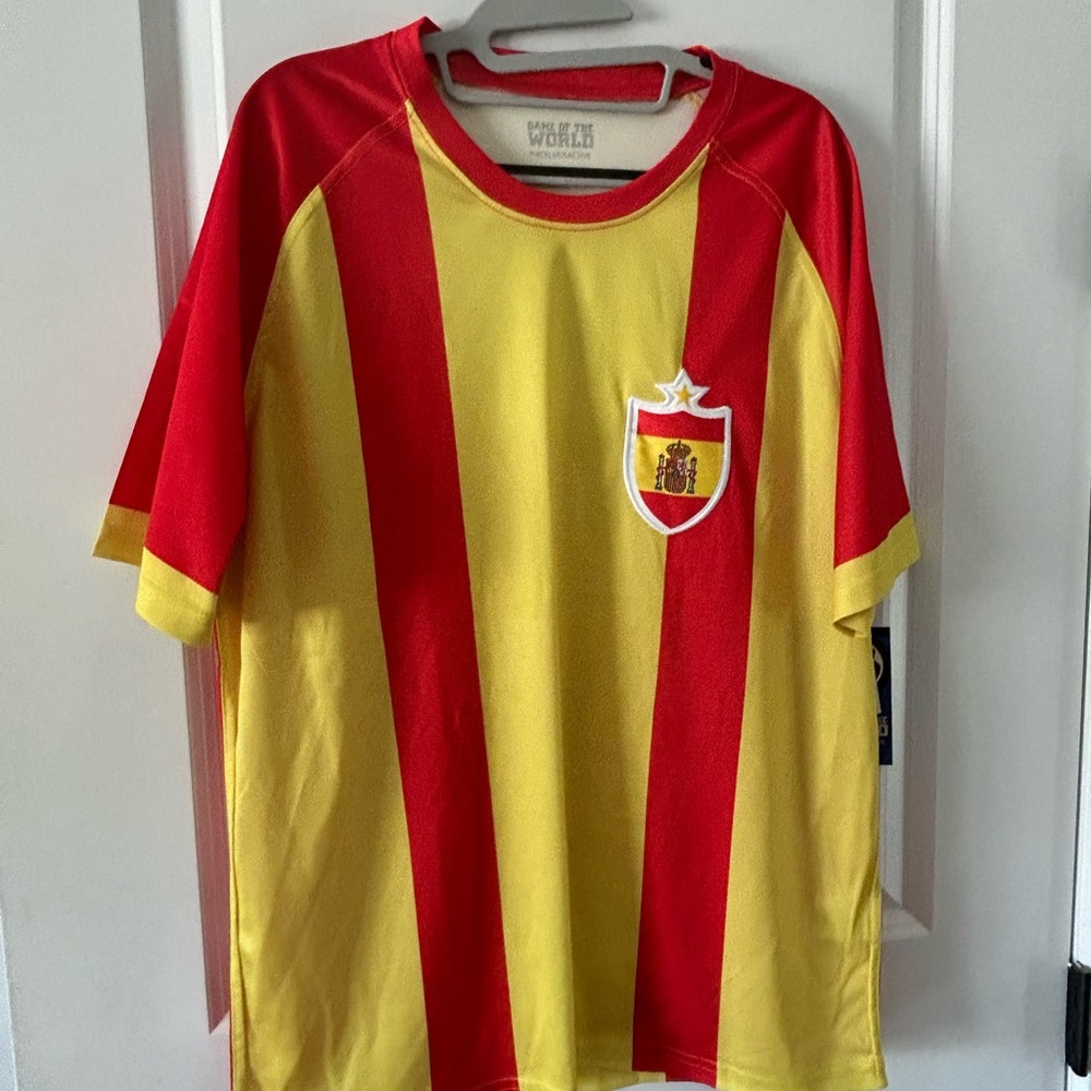 España  Soccer Futbol , World Cup Jersey Striped Athletic Jerseys Medium,